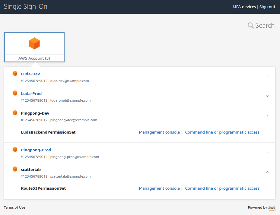 SSO 콘솔의 모습